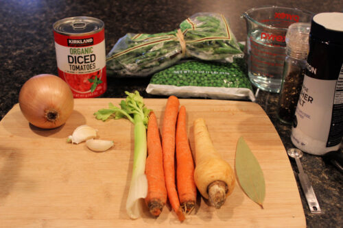 Ingredients needed to make beef vegetable stew