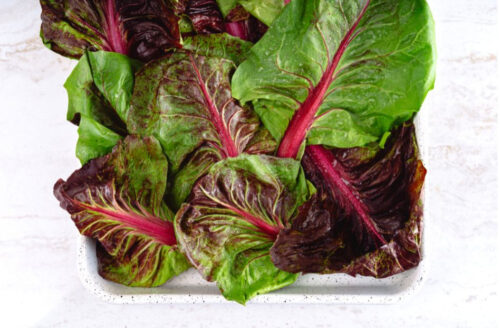 dish of swiss chard leaves