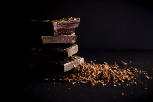 pile of dark chocolate with dark chocolate shavings