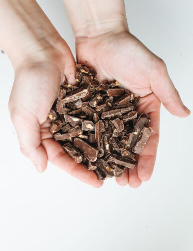 Handful of dark chocolate pieces