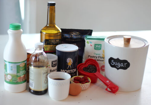 Ingredients needed to make chocolate cake