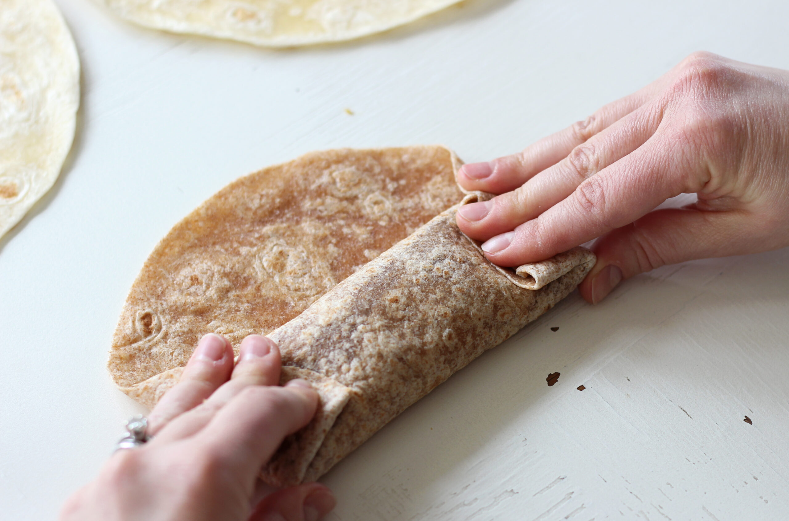 Step 2 to roll up burrito