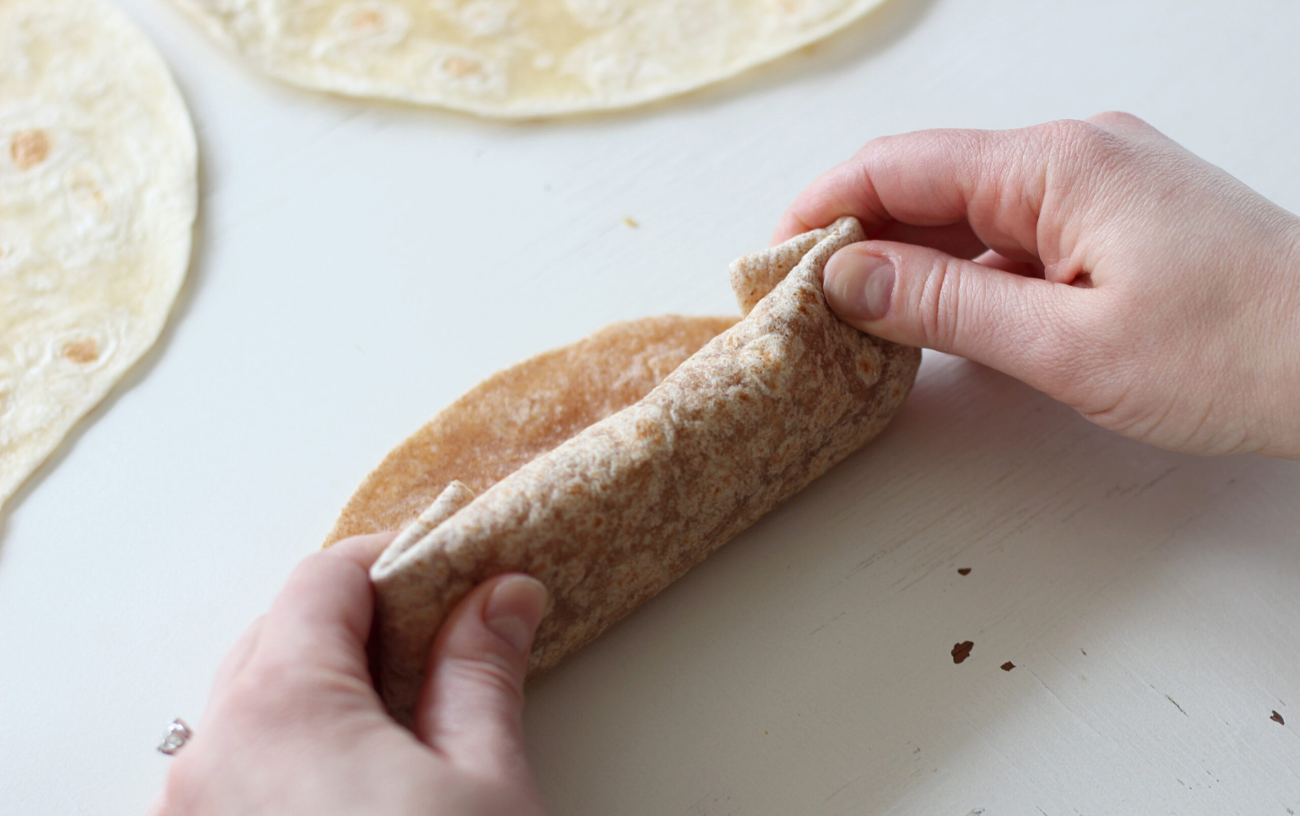 Step 3 to roll up burrito