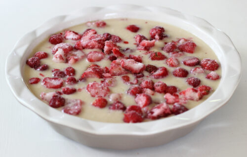 Strawberry cobbler before baking