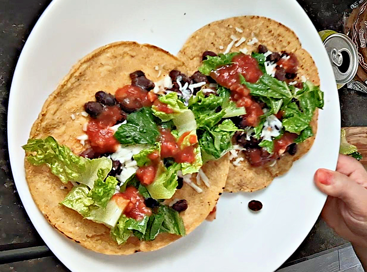 Black bean tostadas on a plate